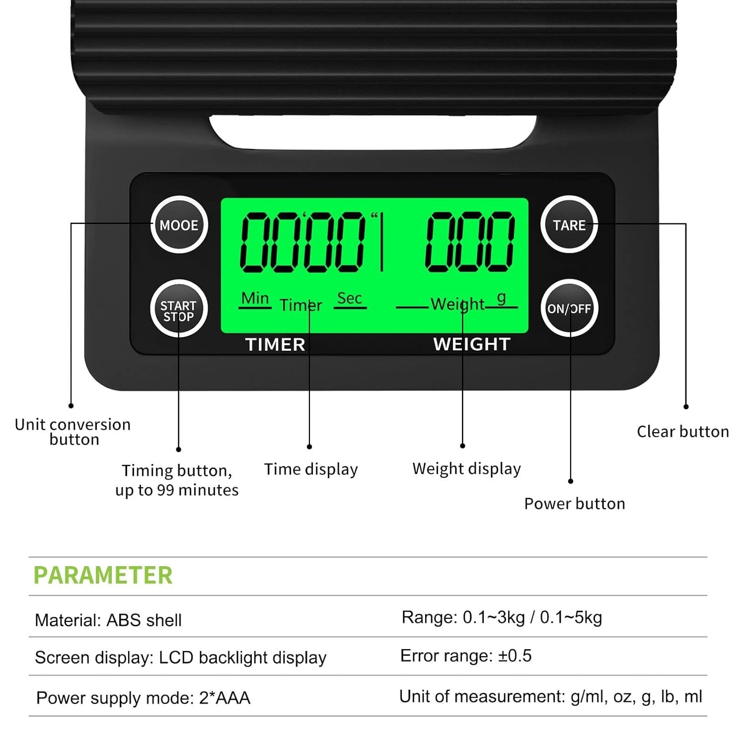 Coffee scale with timer